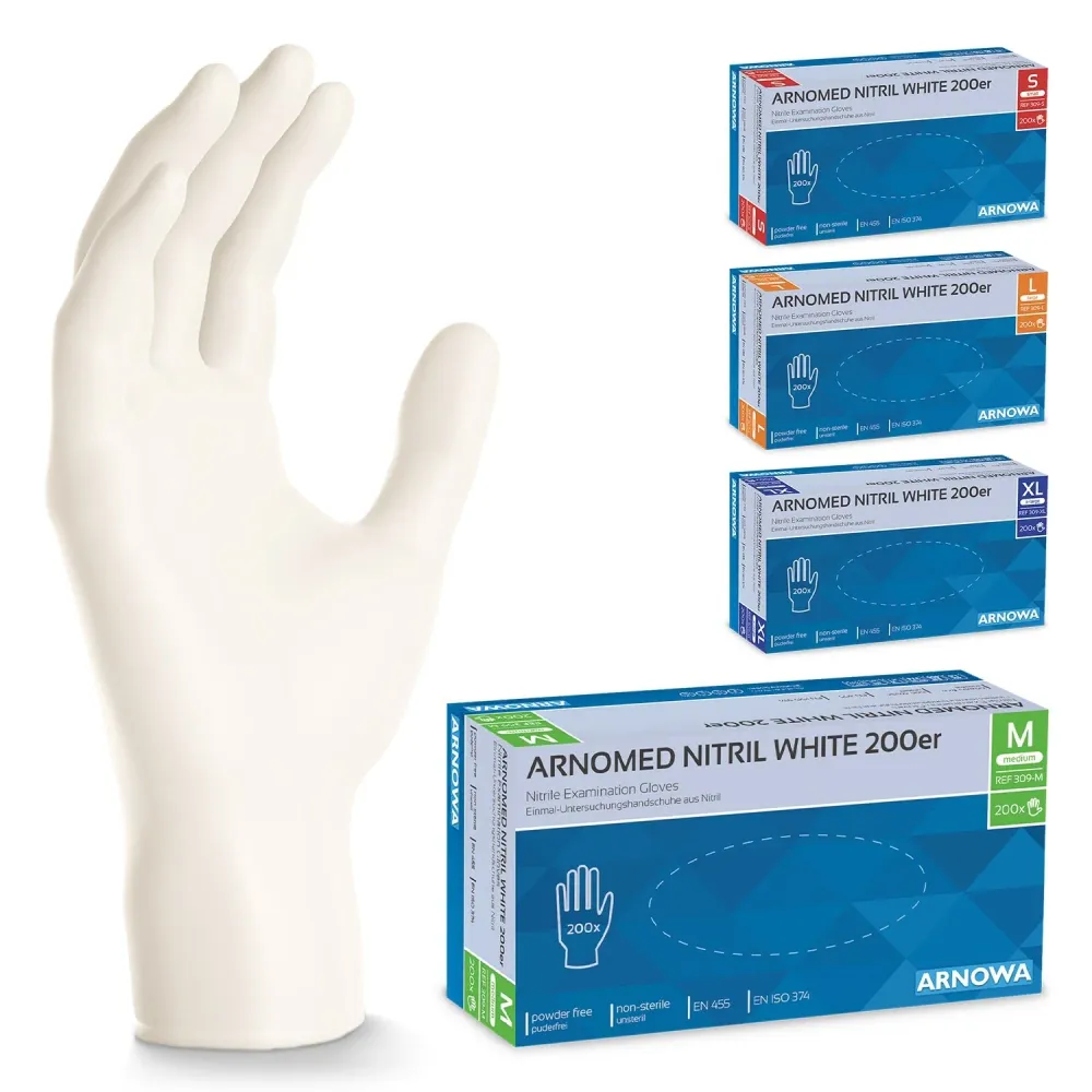 ARNOMED NITRIL WHITE 200er Nitrilhandschuhe Weiß im 200er Sparpack Xl