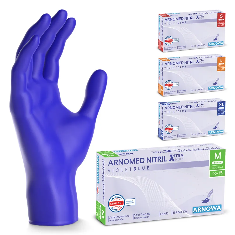 ARNOMED NITRIL XTRA PURE Hautverträgliche & Akzeleratorfreie Einmalhandschuhe aus Nitril Xl