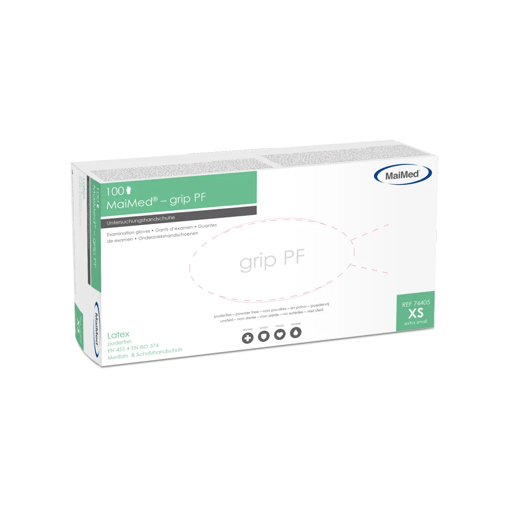 MaiMed-grip PF, unsteril, puderfrei Latex-Untersuchungshandschuhe L