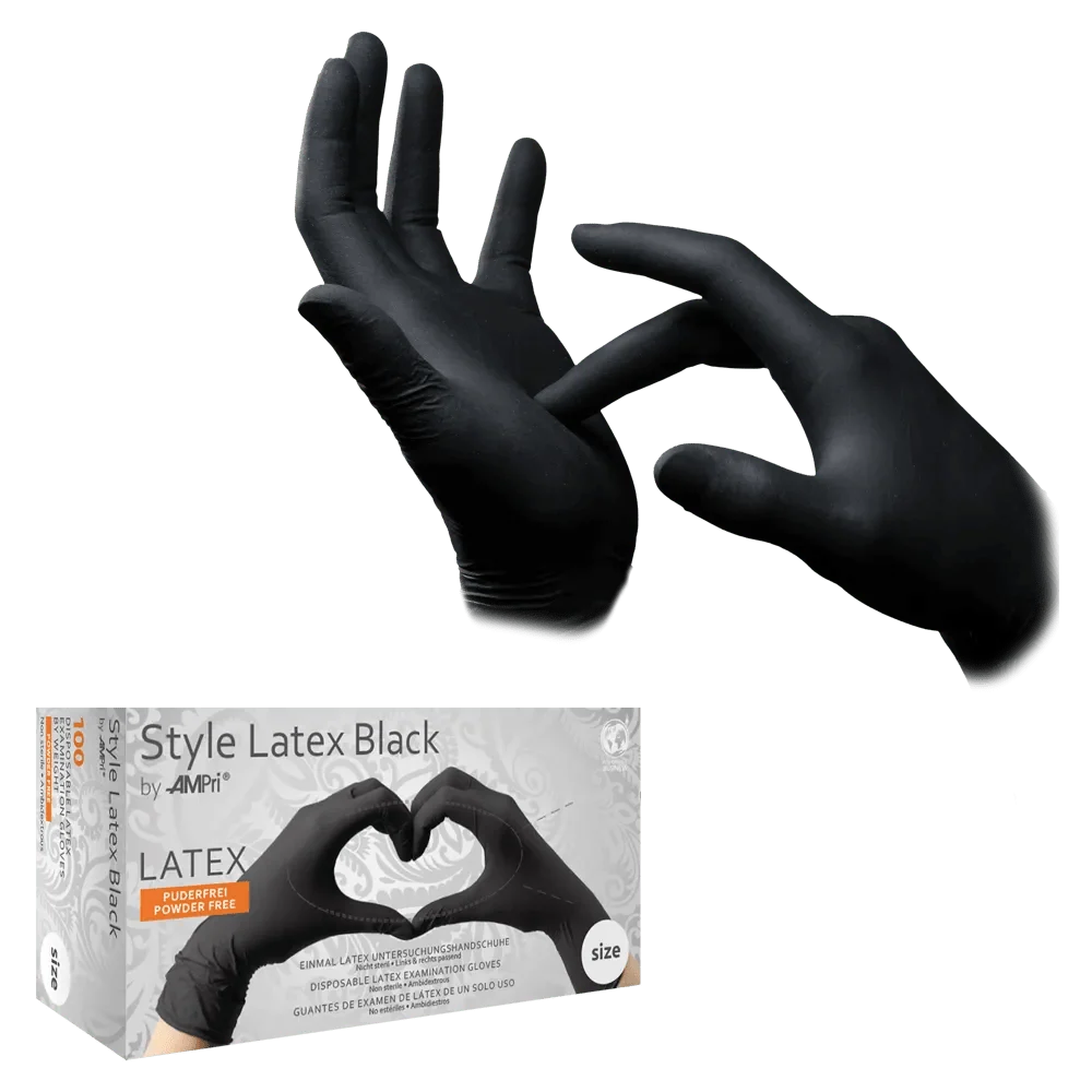 STYLE LATEX BLACK, rubberized examination glove, powder-free, black M