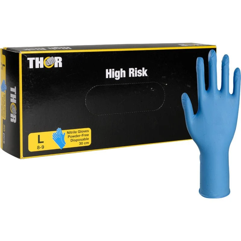 Thor High Risk Nitril-Handschuhe, Blau, 30 cm L