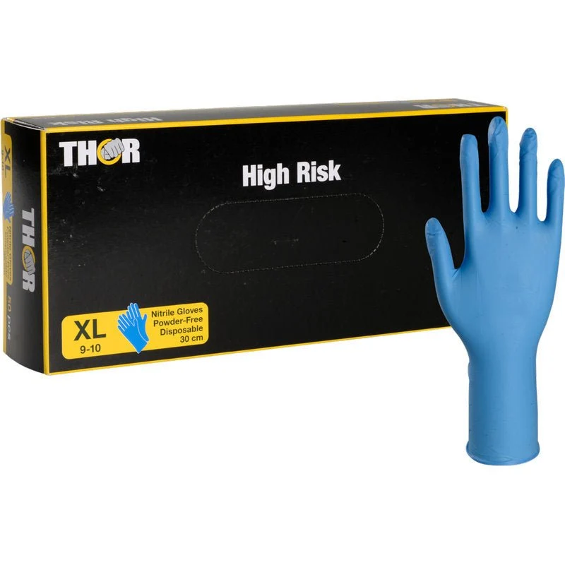 Thor High Risk Nitril-Handschuhe, Blau, 30 cm L