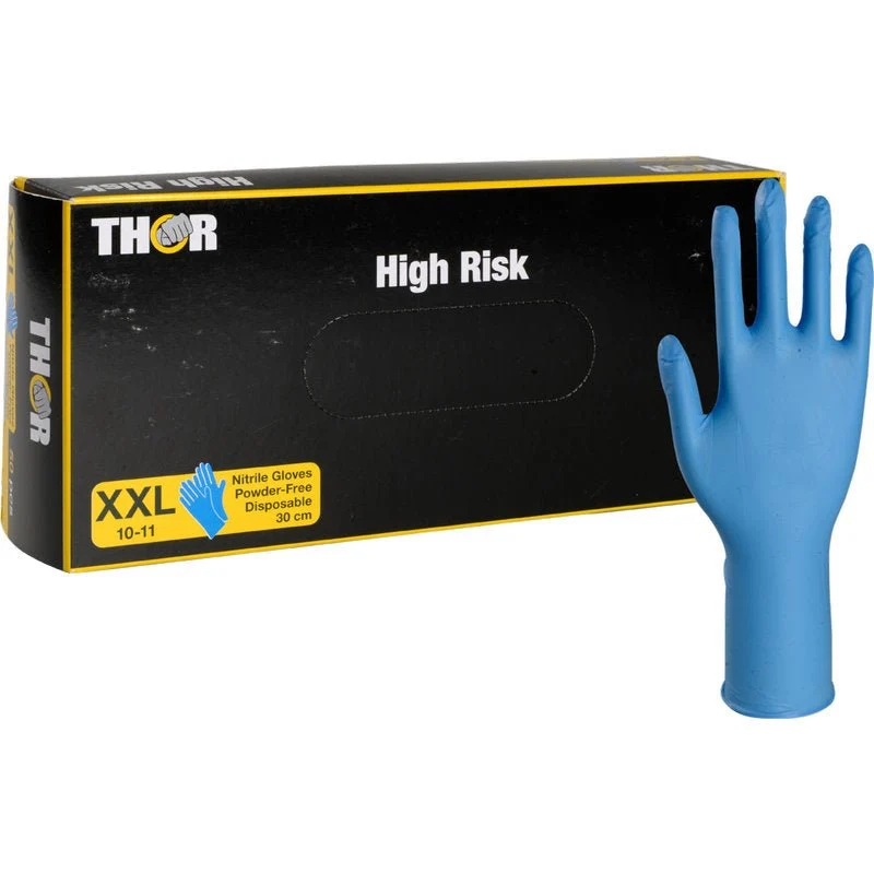 Thor High Risk Nitril-Handschuhe, Blau, 30 cm L