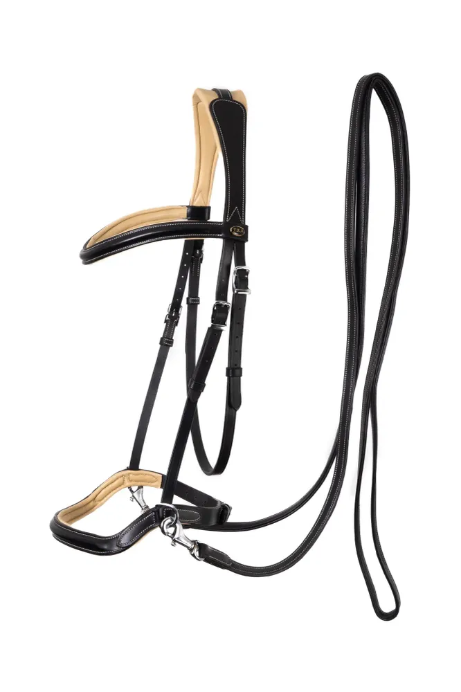 Sidepull Kiona z wodzami Black/Beige F