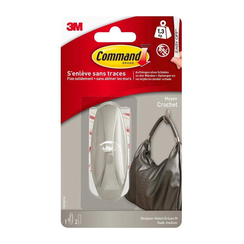 Command™ Medium Designer-Haken Metall-Look, 17081BN | Packung (1 Stück)