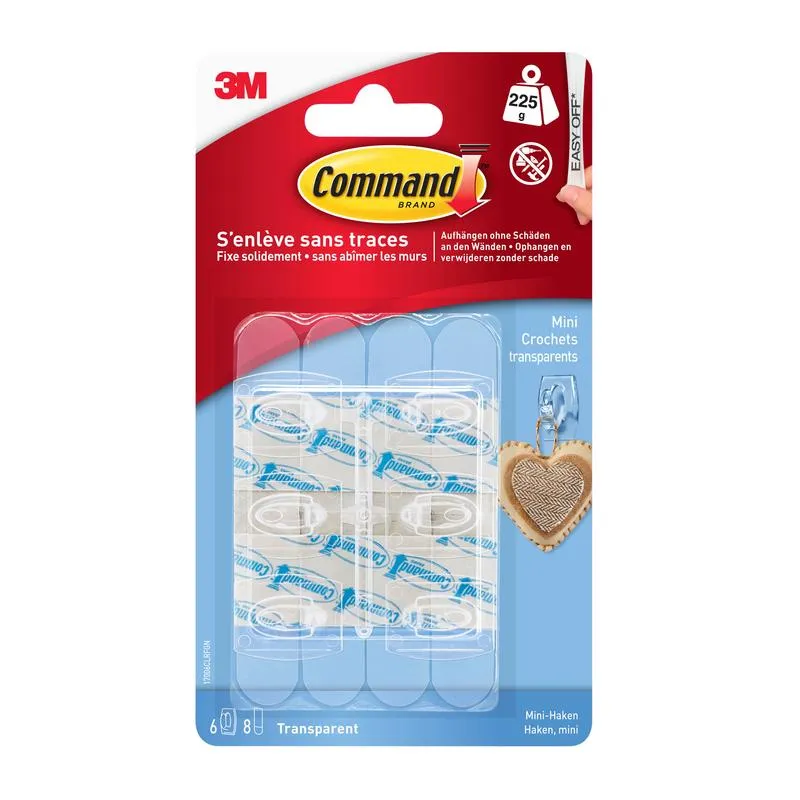 Command™ Mini-Haken, transparent, mit transparenten Strips, 17006CLR | Packung (1 Stück)