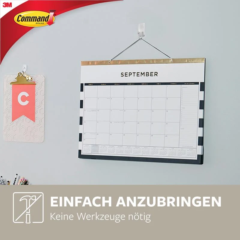 Kleiner Command™ Metallhaken gebürstetem Nickel, 17033, 1 Haken, 2 Strips | Packung (1 Stück)