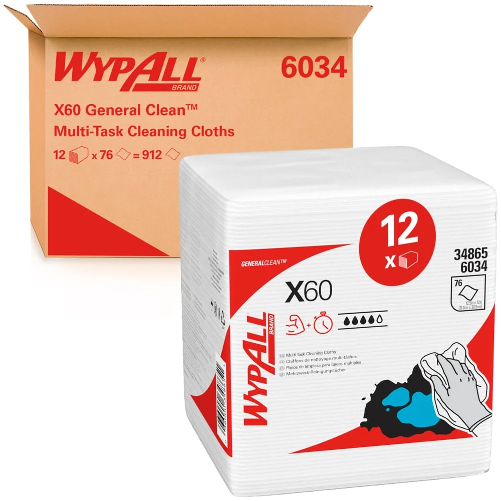 Wypall® X60 GenRAL Freshen - Quarter / White - 12 Bags X 76 Sheets | Cardboard (12 bags)