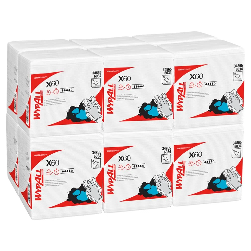 Wypall® X60 GenRAL Freshen - Quarter / White - 12 Bags X 76 Sheets | Cardboard (12 bags)