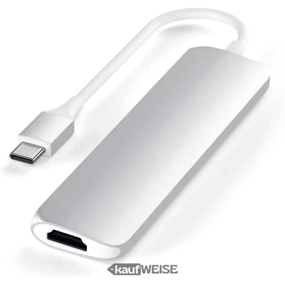 Satechi V2 Slim USB-C víceportový adaptér | 4K 60Hz HDMI & 60W PD | Stříbro