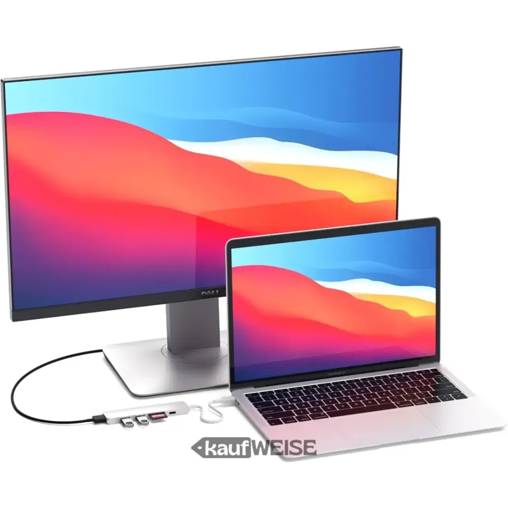 Satechi V2 Slim USB-C víceportový adaptér | 4K 60Hz HDMI & 60W PD | Stříbro