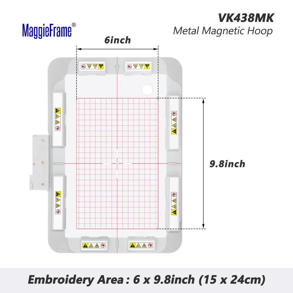 MaggieFrame magnetický kovový rámeček VK438MK pro vyšívací stroje Husqvarna Viking Pfaff (9.4″×5.9″ / 240×150 mm)