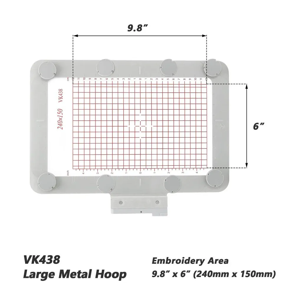Magnetický vyšívací rámeček VK438 pro stroje Husqvarna Viking & Pfaff (9.4″ × 5.9″ / 240 × 150 mm)