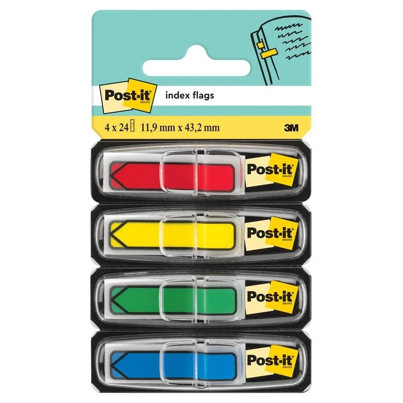 Post-it® index nyilak, 11,9 mm x 43,2 mm, 24 fogva tartó csíkok/donor