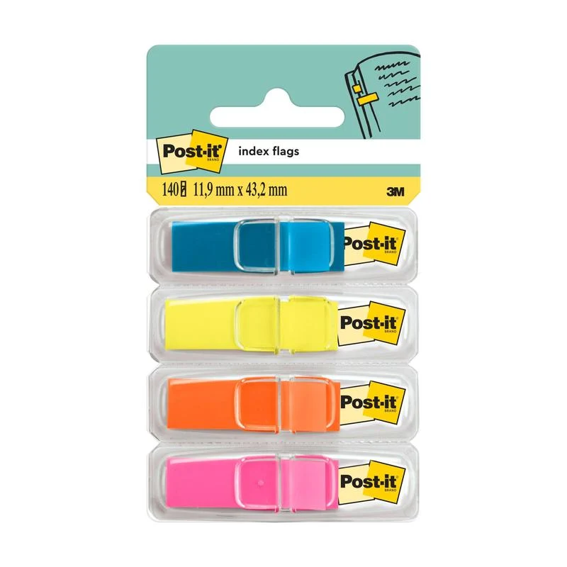 Post-it® indexérzékelő csíkok, malinký, 11,9 mm x 43,2 mm, 35 fogva tartó csíkok/donor