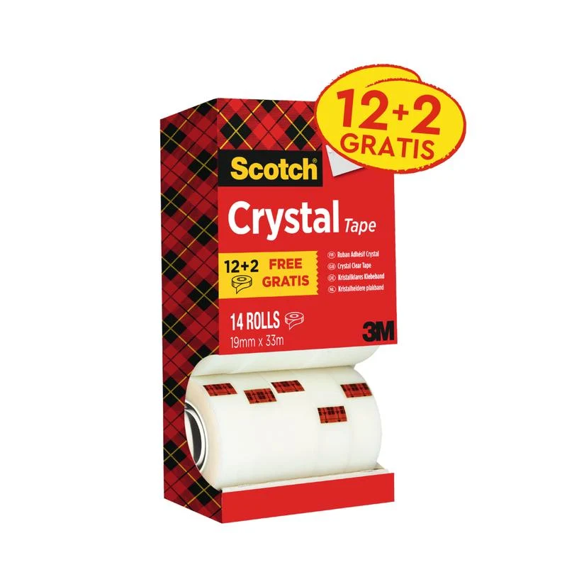Scotch® Crystal Klebeband, Vorteilspack, 19 mm x 33 m, 14 Rollen | Packung (1 Stück)