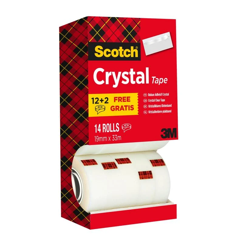 Scotch® Crystal Klebeband, Vorteilspack, 19 mm x 33 m, 14 Rollen | Packung (1 Stück)