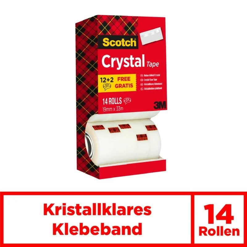 Scotch® Crystal Klebeband, Vorteilspack, 19 mm x 33 m, 14 Rollen | Packung (1 Stück)