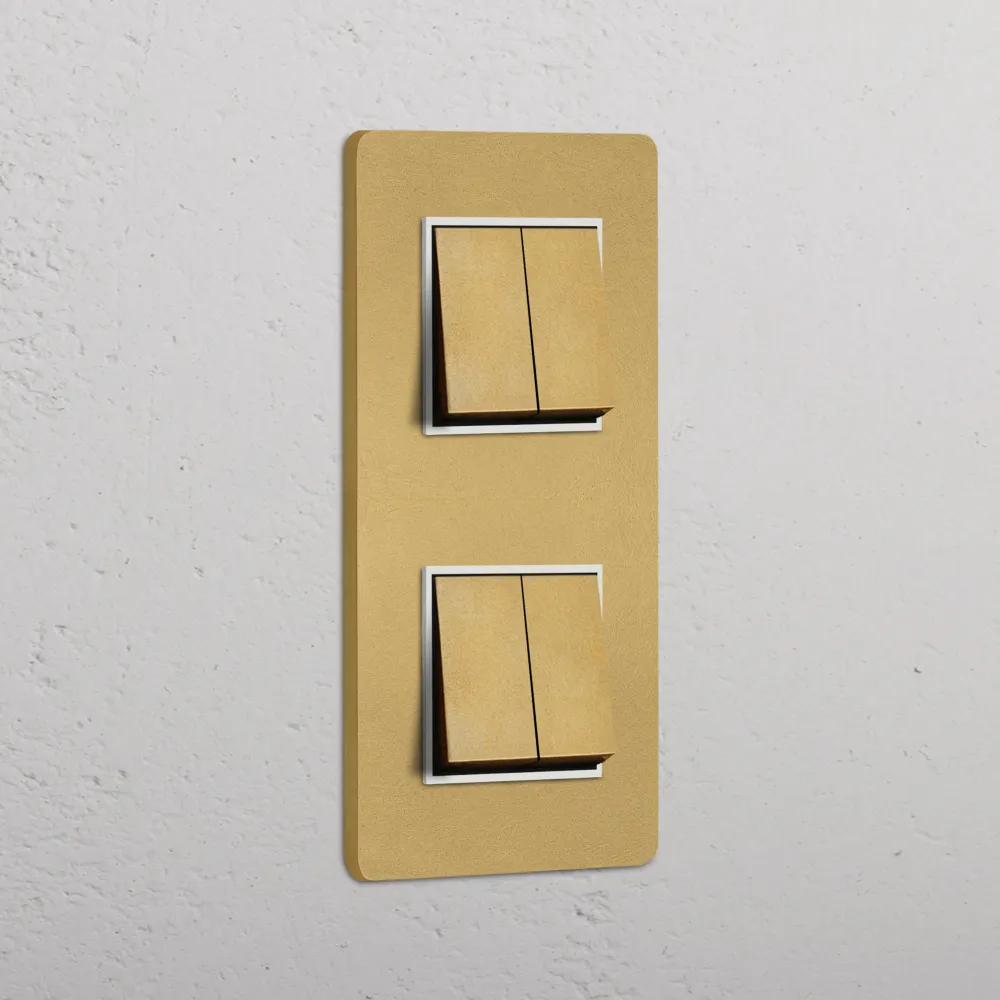 Grove Double 4x Vertical Rocker Switch - Antique Zlatý kov | White