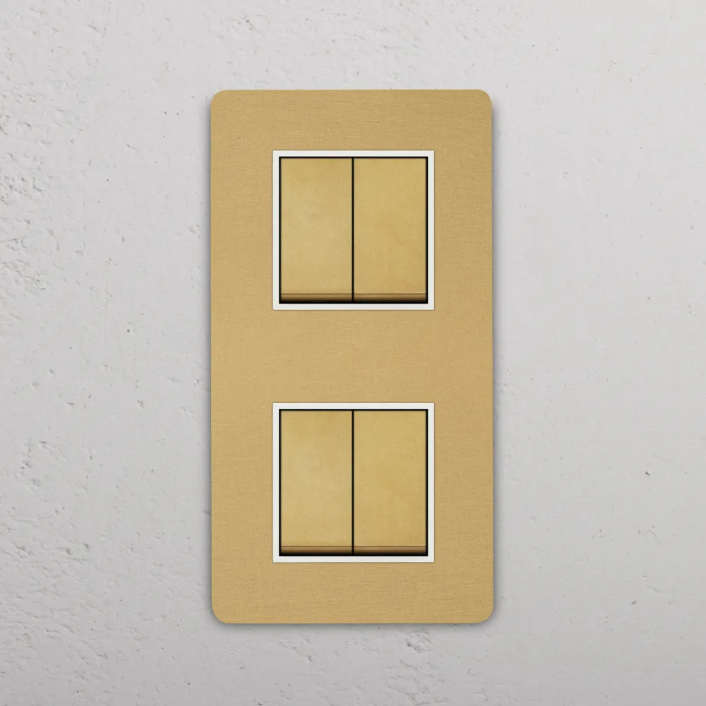 Grove Double 4x Vertical Rocker Switch - Antique Zlatý kov | White