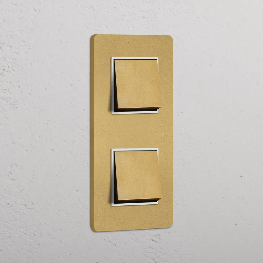 Grove Double 2x Vertical Rocker Switch - Antique Zlatý kov | White