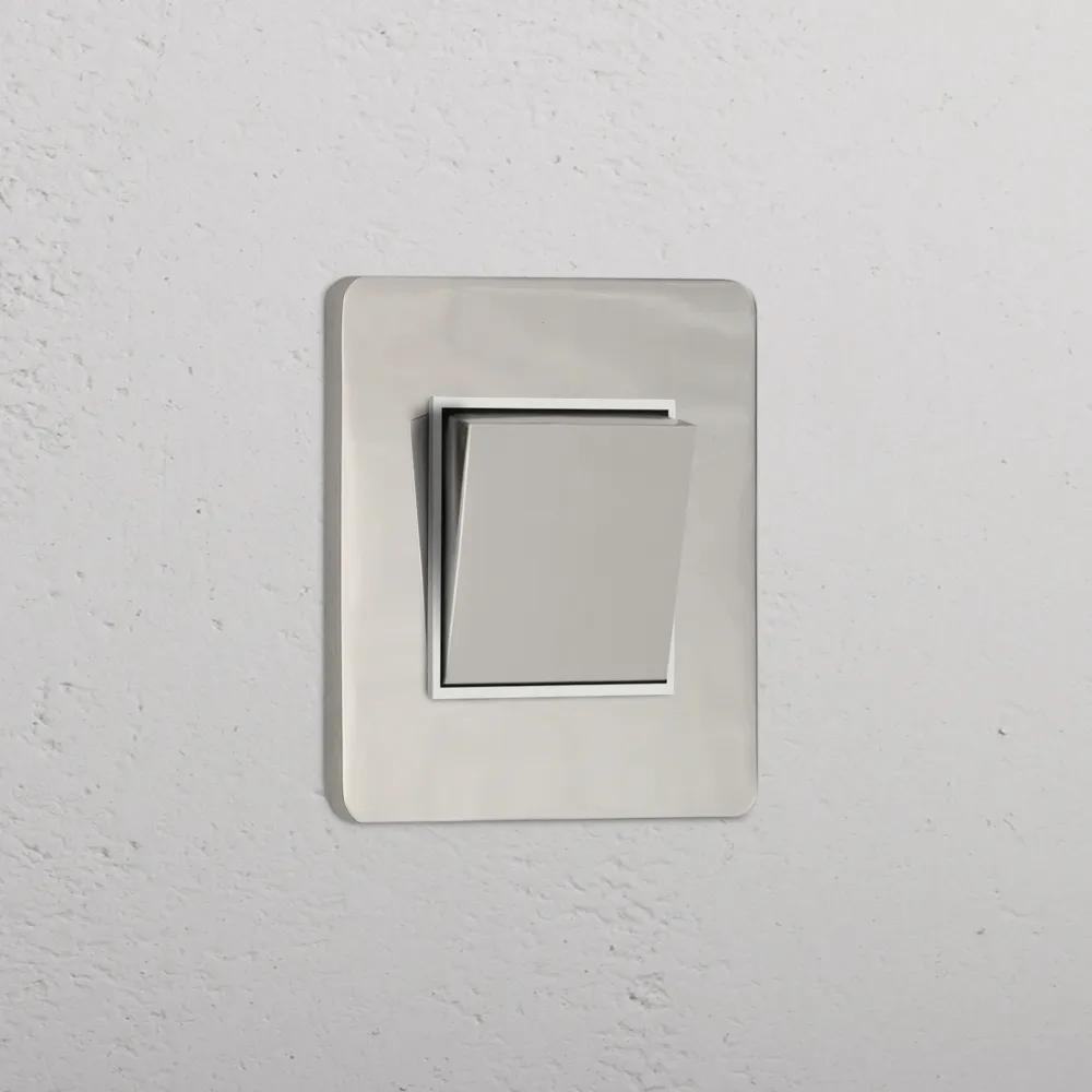 Grove Single Retractive Rocker Switch - Polished Nickel | White