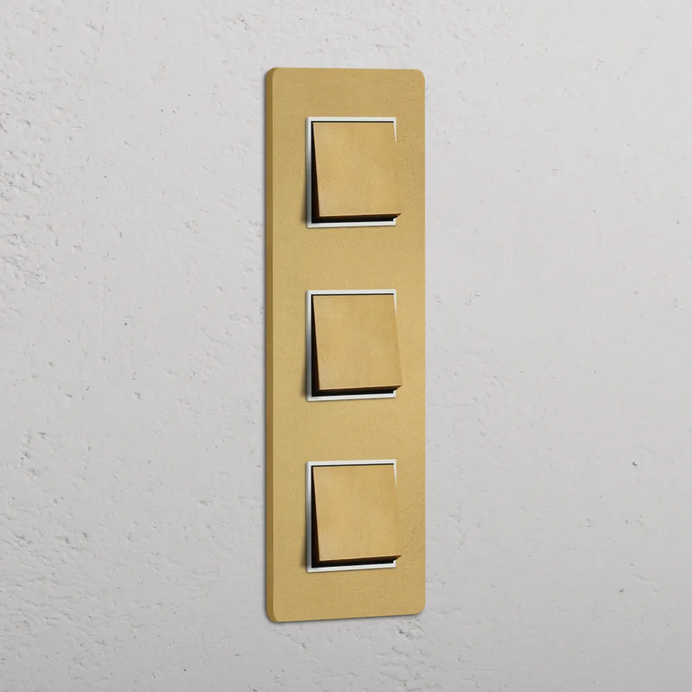 Grove Triple 3x Vertical Rocker Switch - Antique Zlatý kov | White
