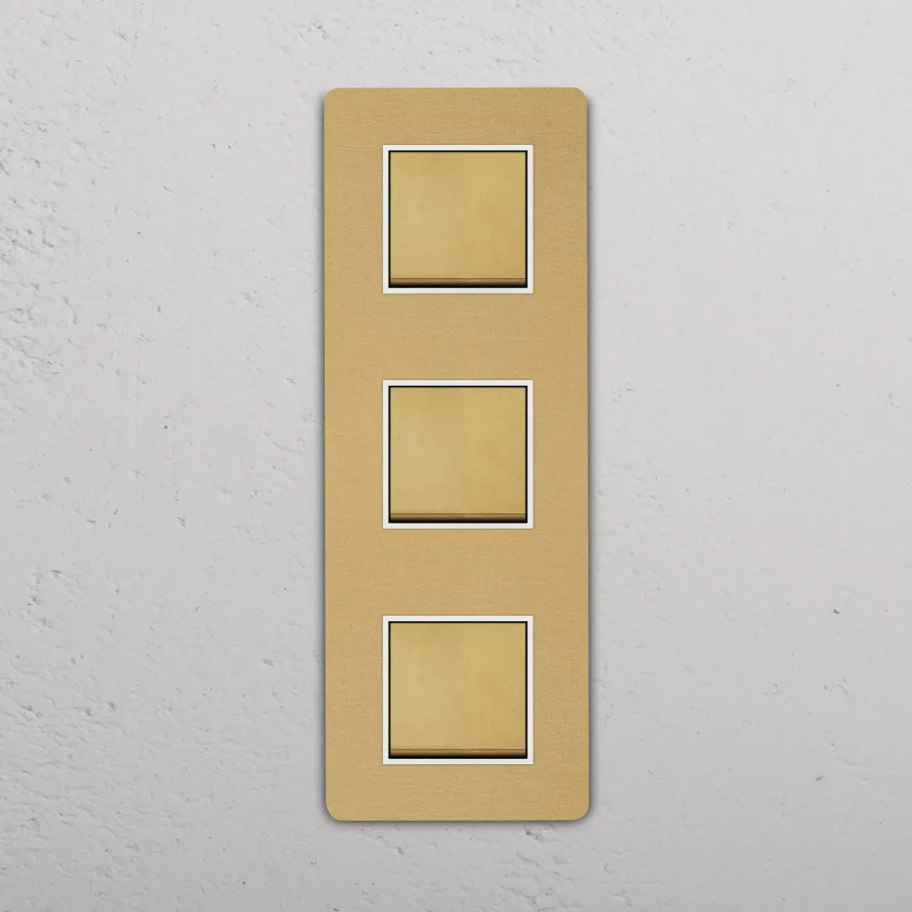 Grove Triple 3x Vertical Rocker Switch - Antique Zlatý kov | White
