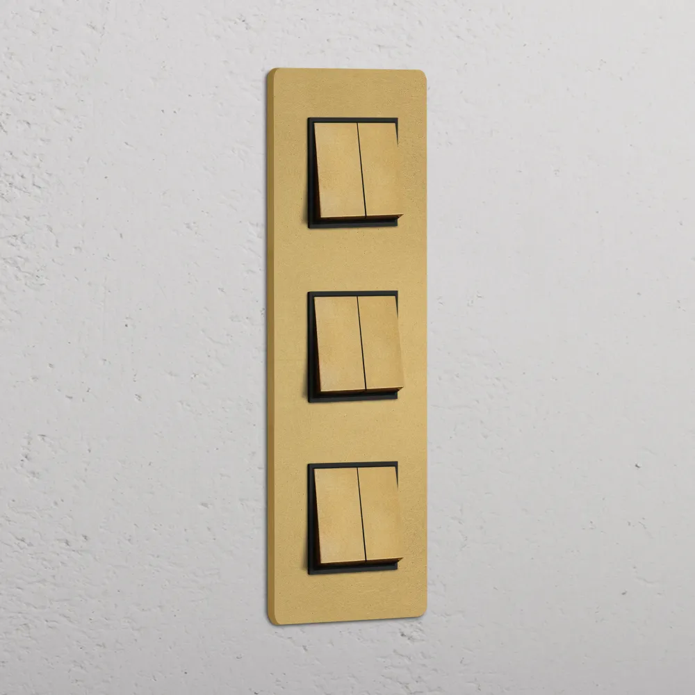 Grove Triple 6x Vertical Rocker Switch - Antique Zlatý kov | Black