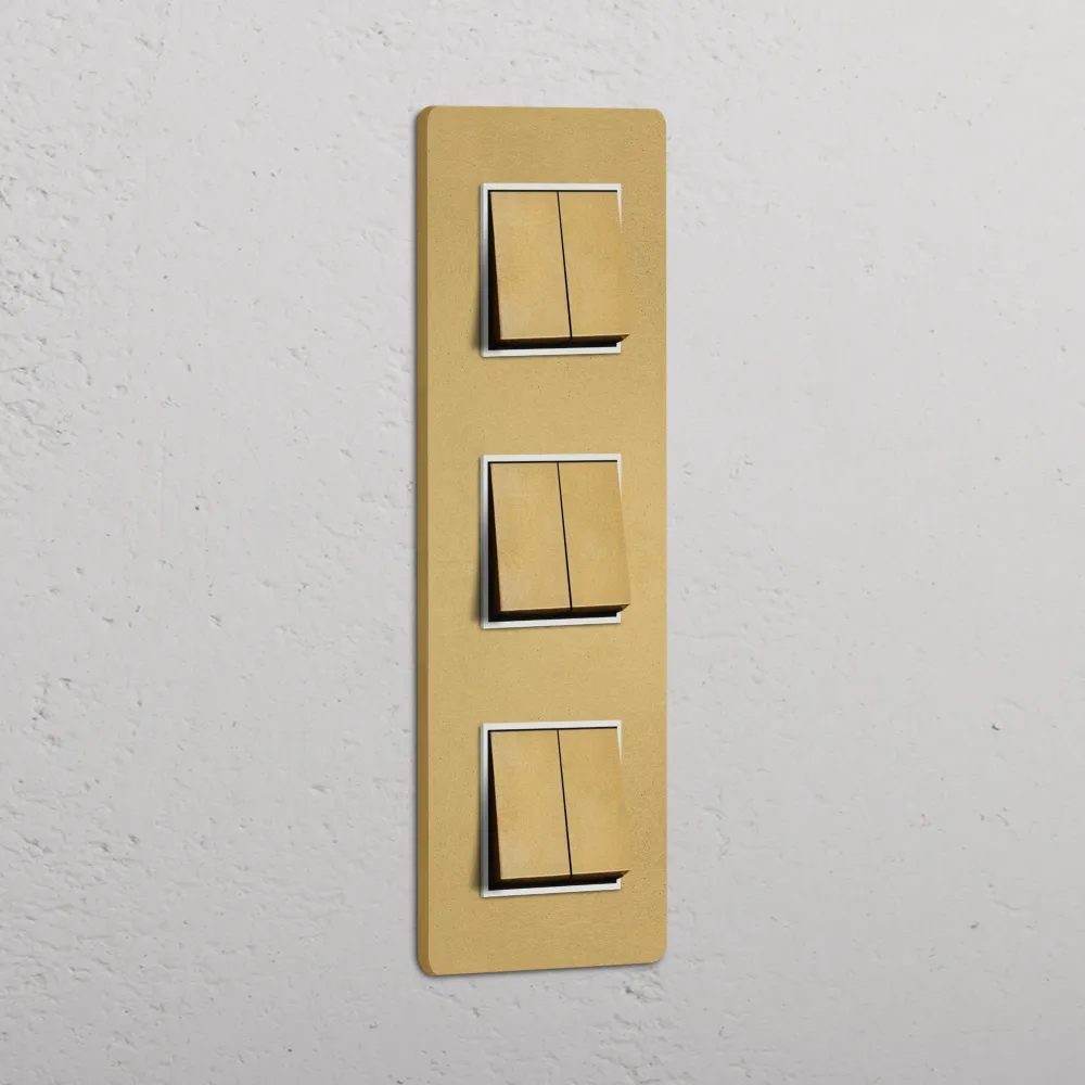 Grove Triple 6x Vertical Rocker Switch - Antique Zlatý kov | White
