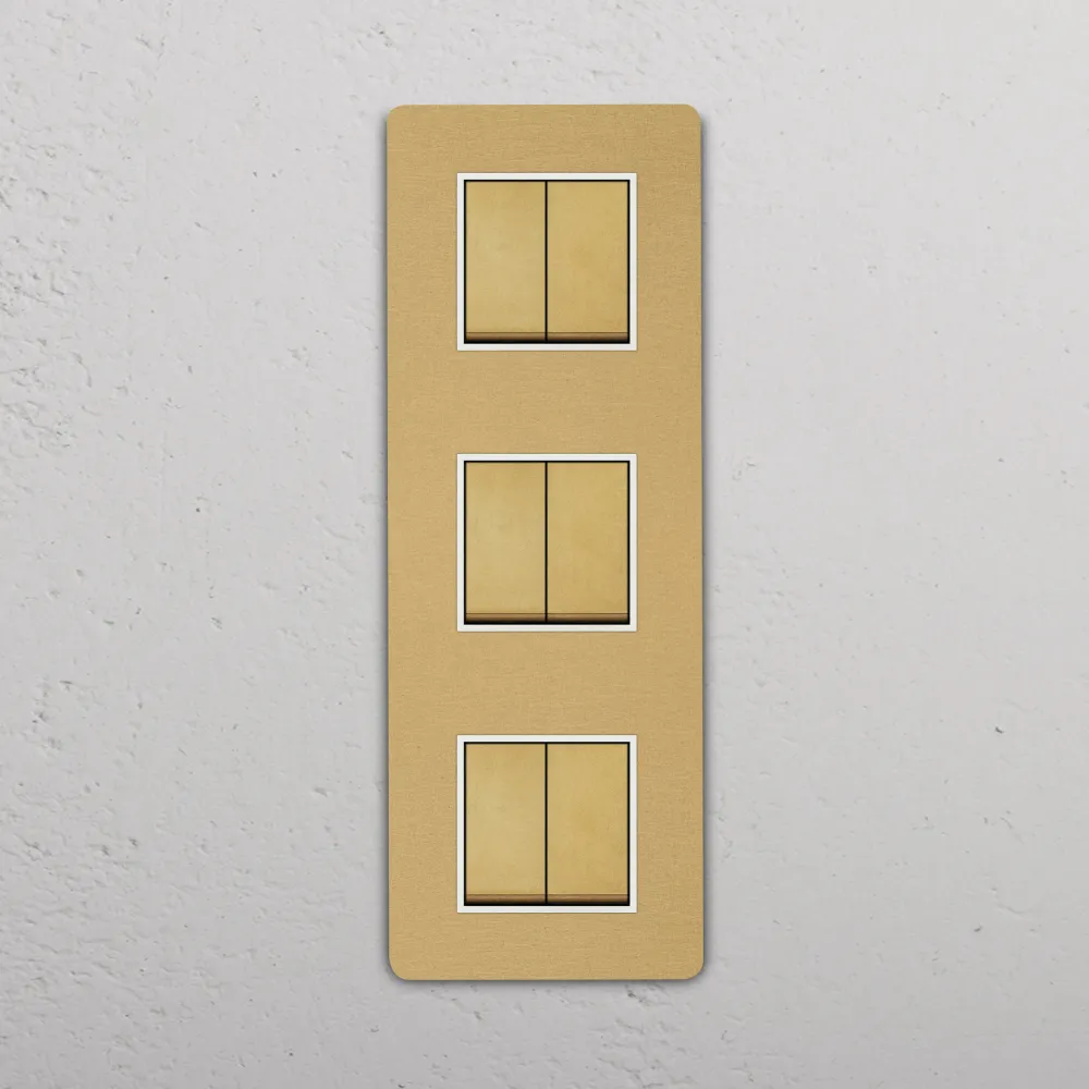 Grove Triple 6x Vertical Rocker Switch - Antique Zlatý kov | White