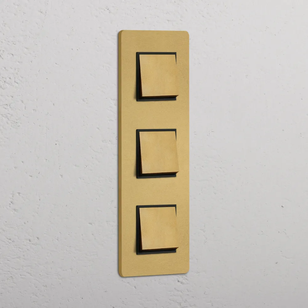 Grove Triple 3x Vertical Rocker Switch - Antique Zlatý kov | Black