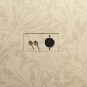 Kew Double 2x Toggle & Swiss Type J Socket - Clear Antique Zlatý kov | Black