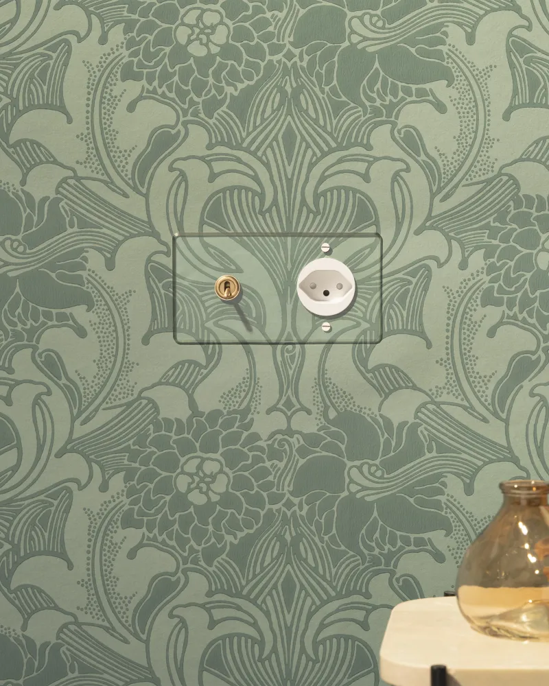 Kew Double Toggle & Swiss Type J Socket - Průzračný Antique Brass | White