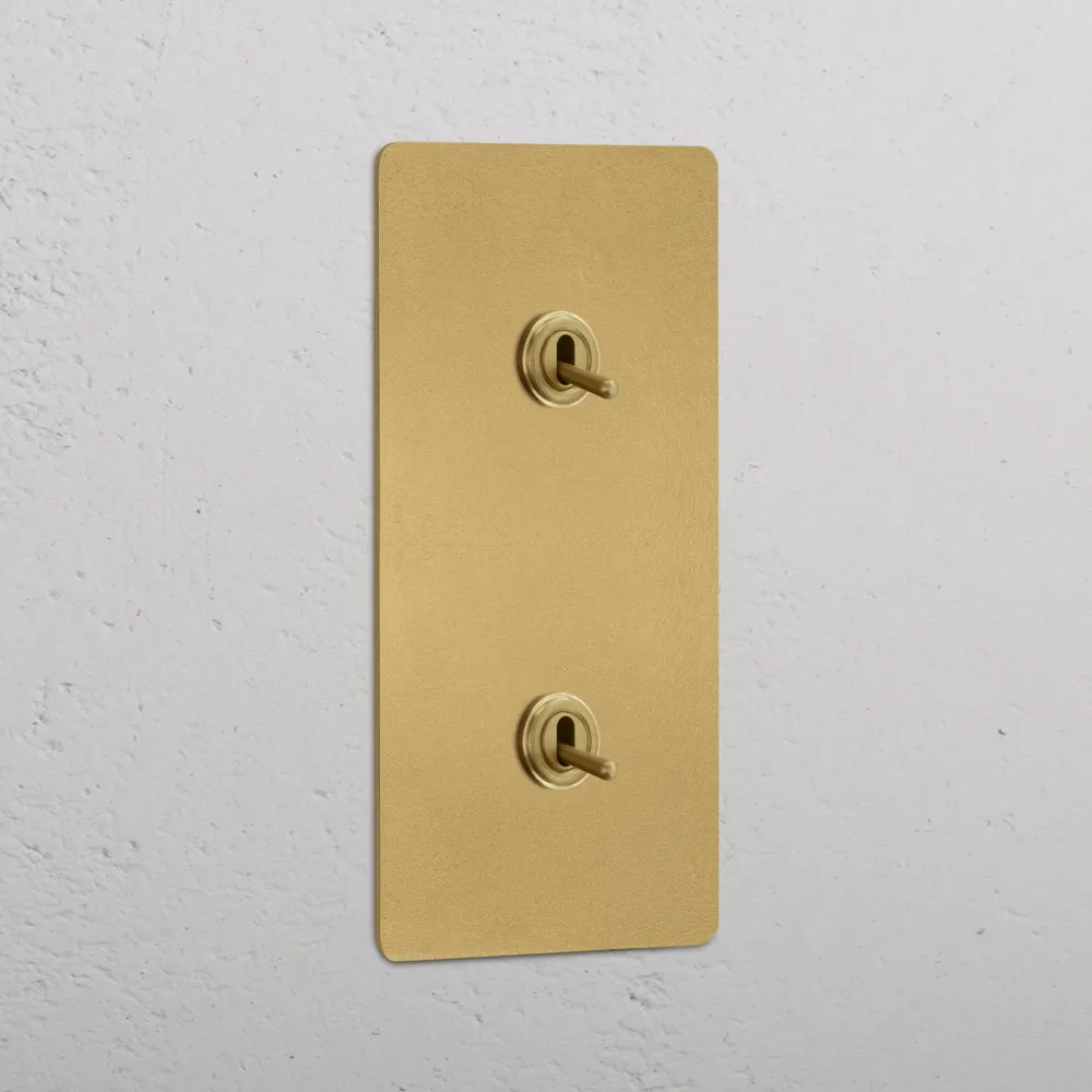 Kew Dvojnásobný 2x Vertical Toggle Switch - Antique Brass