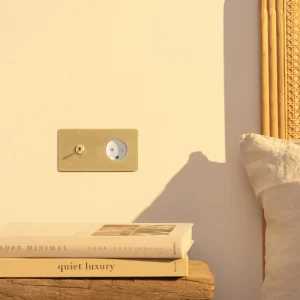 Kew Paired Toggle & Danish Type K Socket - Antique Brass | White