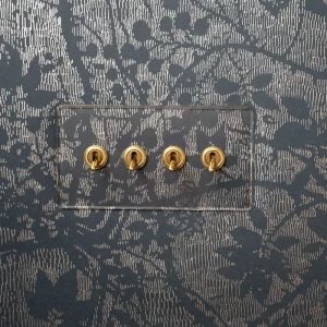 Kew Paired 4x Toggle Switch - Clear Antique Brass