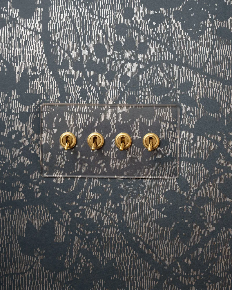 Kew Paired 4x Toggle Switch - Clear Antique Brass