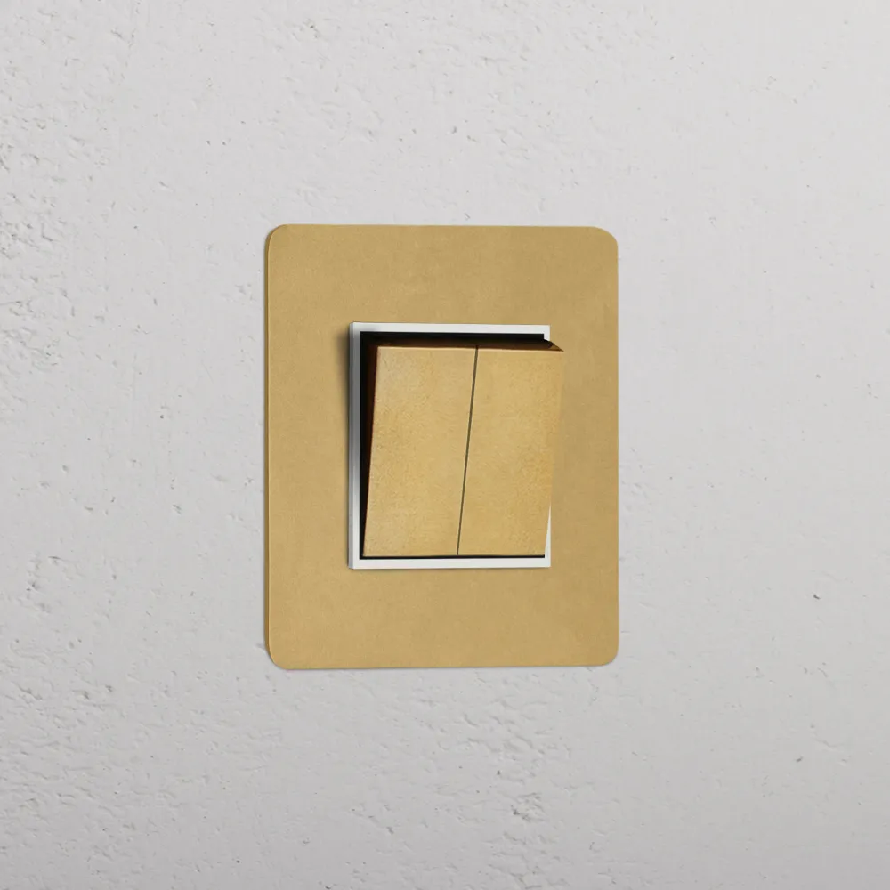 Kew Single 2x Retractive Rocker Switch - Antique Zlatý kov | White