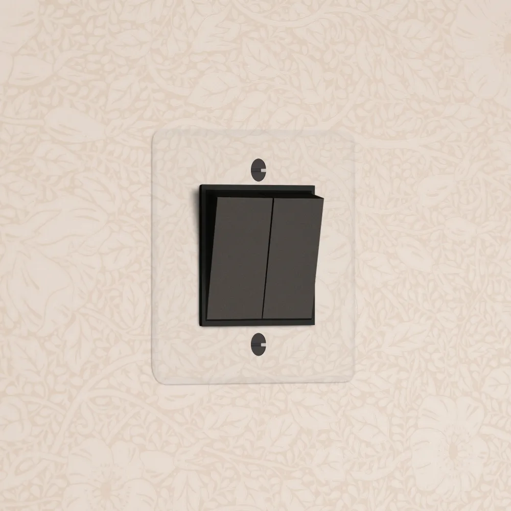 Kew Single 2x Retractive Rocker Switch - Clear Warm finish | Black