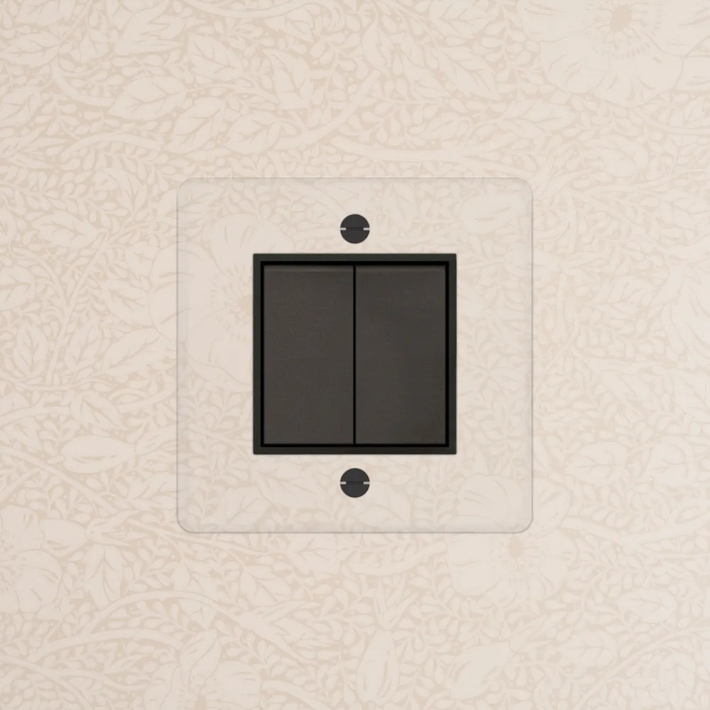 Kew Single 2x Retractive Rocker Switch - Clear Warm finish | Black