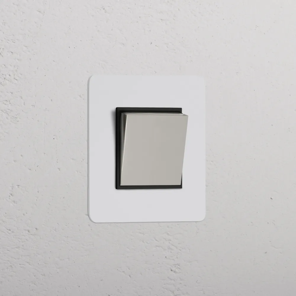 Kew Single Retractive Rocker Switch - Paintable Polished Nickel | Black