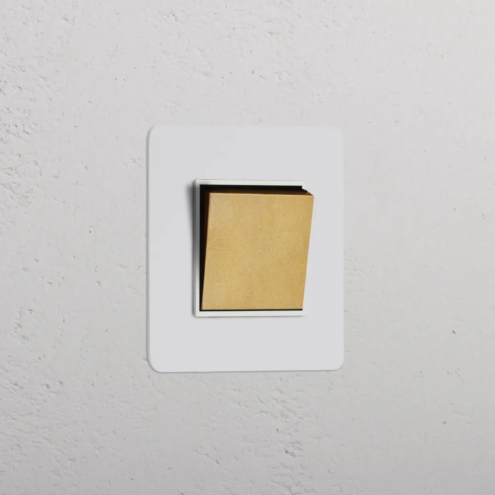 Kew Single Retractive Rocker Switch - Paintable Antique Zlatý kov | White