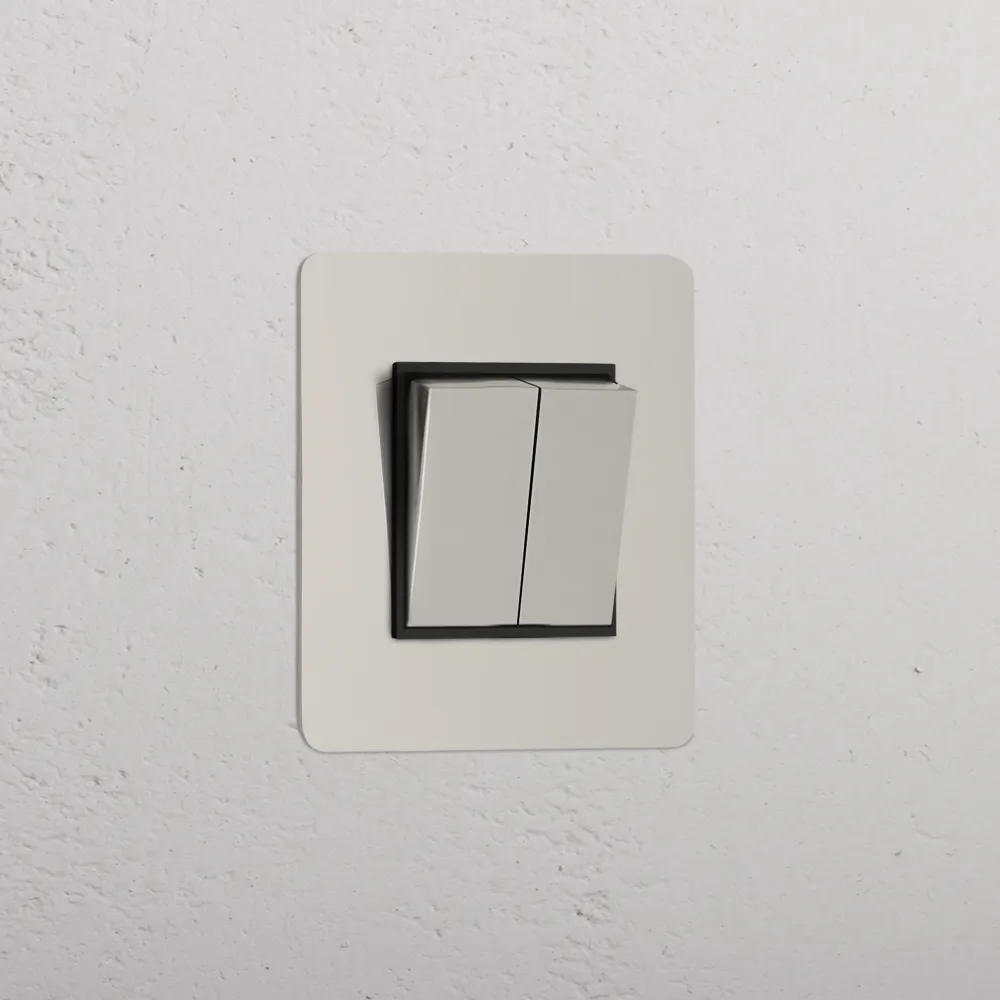 Kew Single 2x Retractive Rocker Switch - Polished Nickel | Black