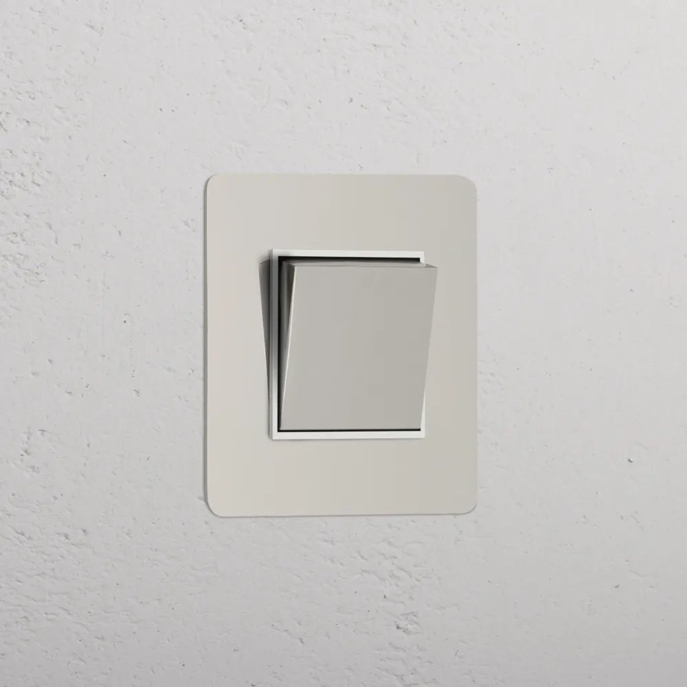 Kew Single Retractive Rocker Switch - Polished Nickel | White