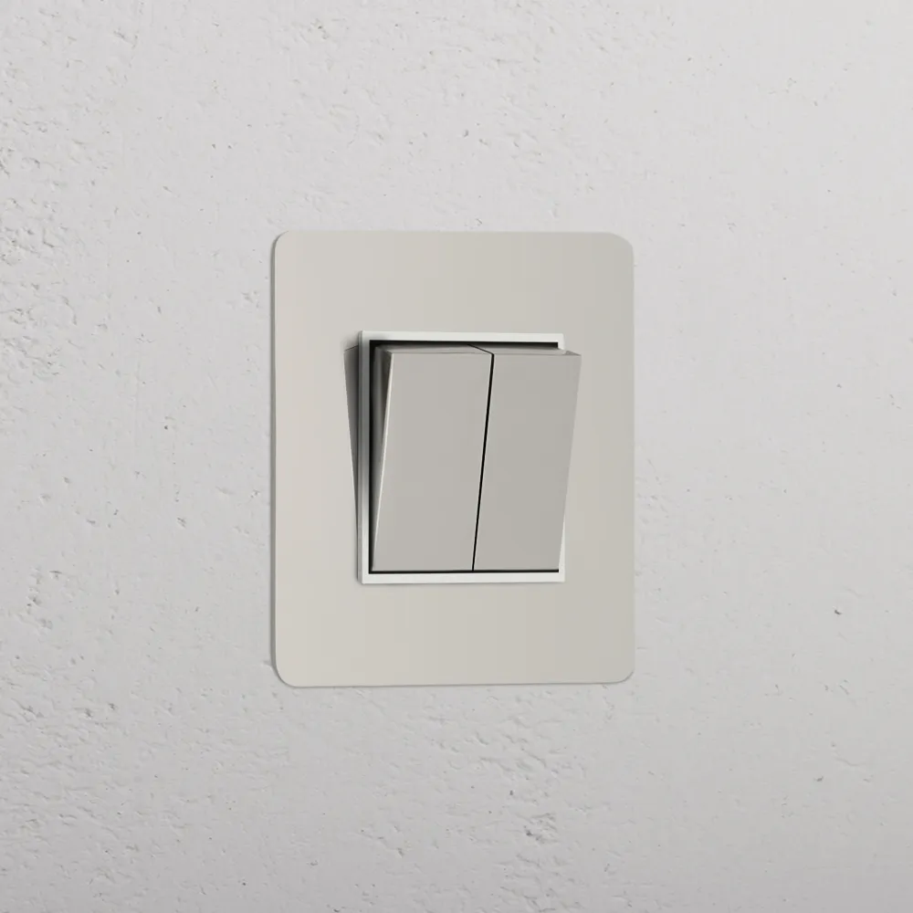 Kew Single 2x Retractive Rocker Switch - Polished Nickel White