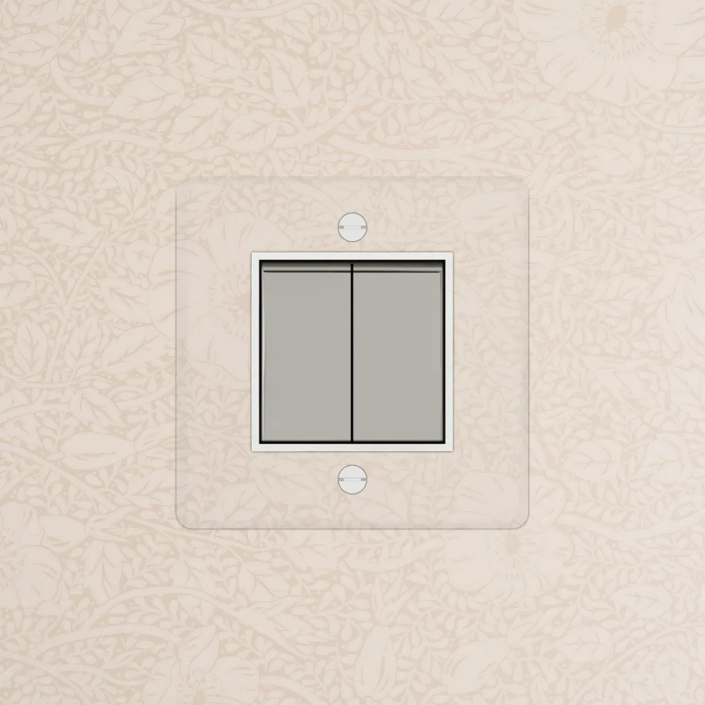 Kew Single 2x Retractive Rocker Switch - Průhledný Polished Nickel | White