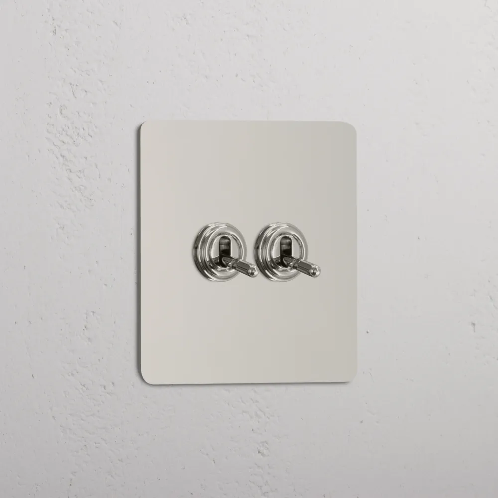 Kew Single 2x Toggle Switch - Polished Nickel