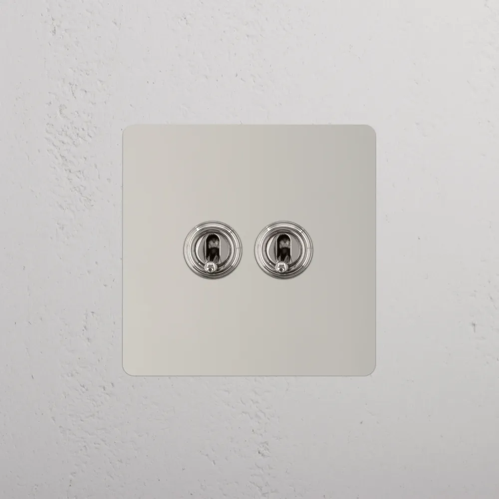 Kew Single 2x Toggle Switch - Polished Nickel