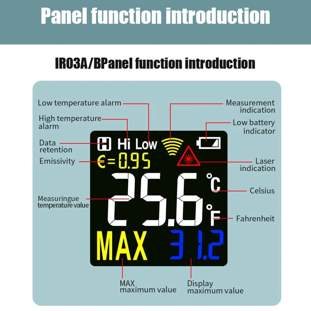 Mestek IR03A Infračervený teploměr bezkontaktní s barevným LCD displejem